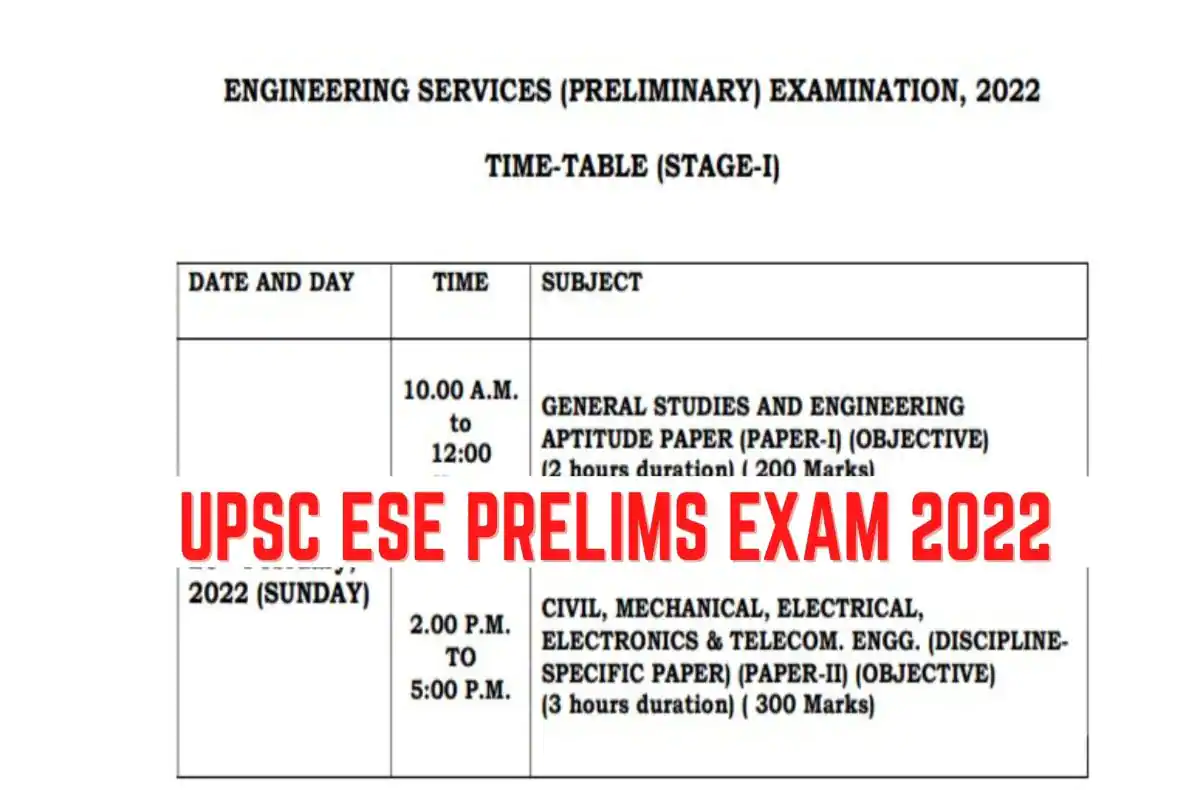 UPSC ESE Prelims 2022: Exam Schedule Out